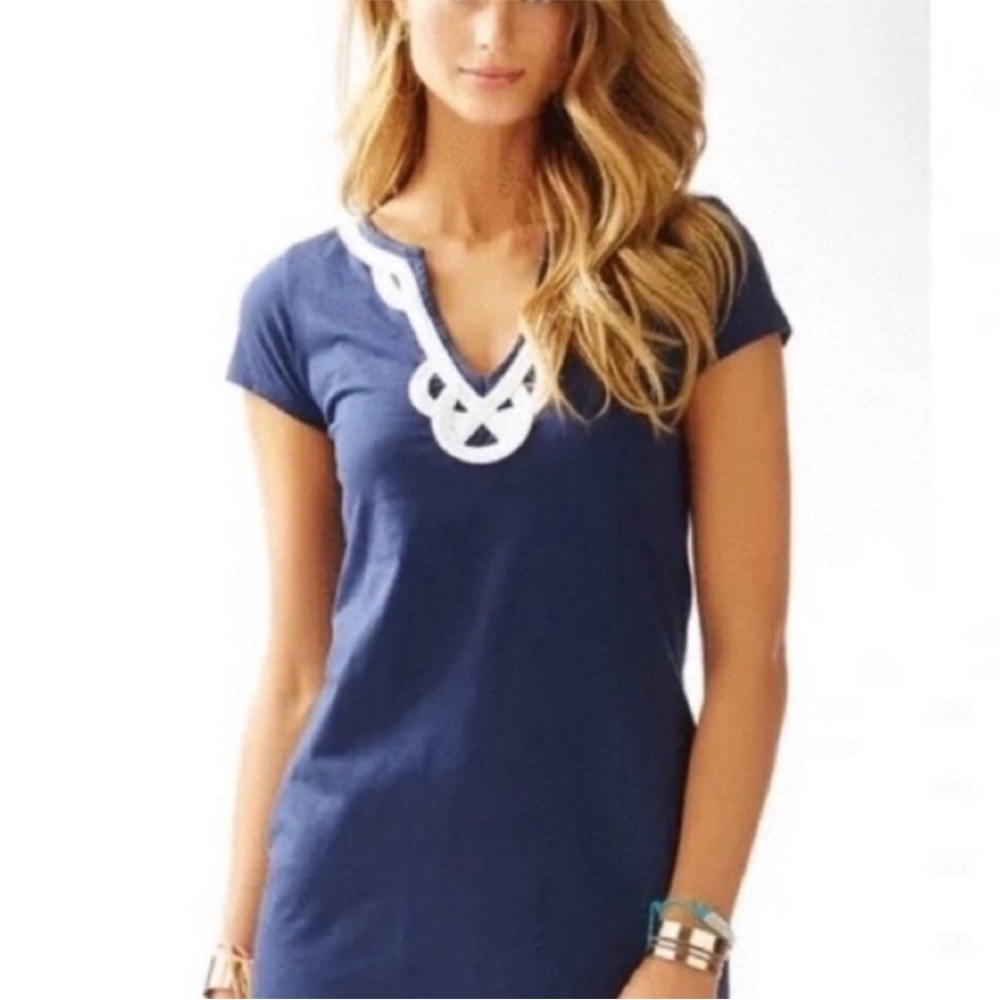 Lilly Pulitzer True Navy Brewster Short Sleeve T-Shirt Dress